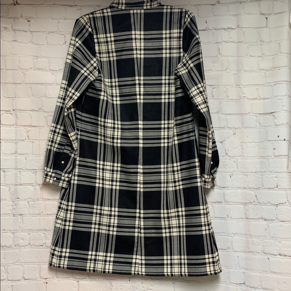Geysir Icelandic Black Cream Plaid Wool Shirt Dress Size S 38” - Picture 6 of 6